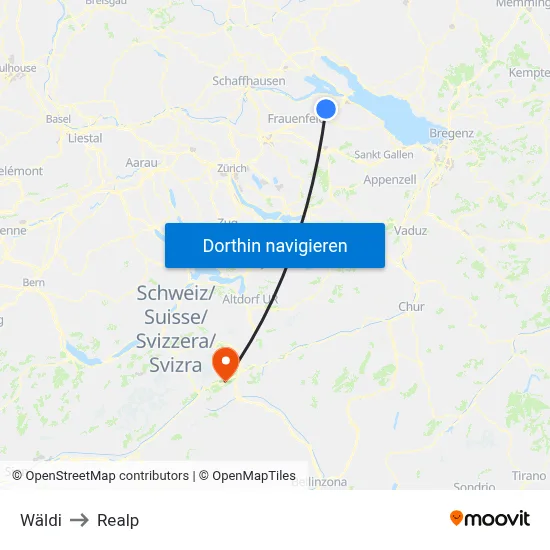 Wäldi to Realp map