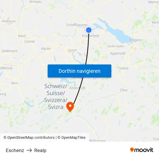 Eschenz to Realp map