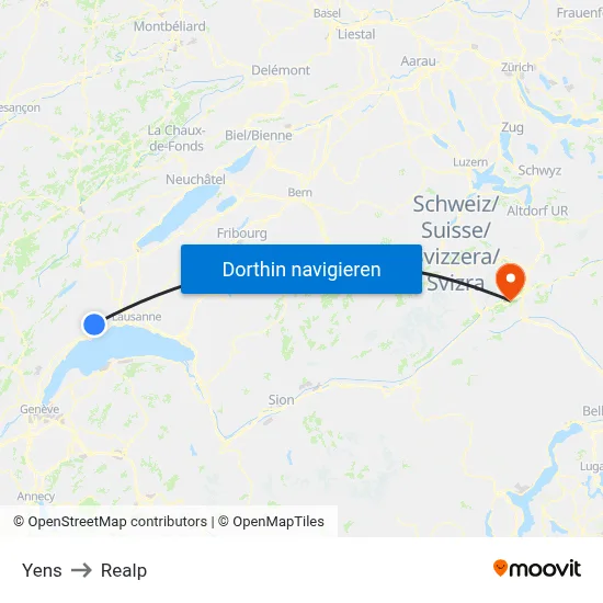 Yens to Realp map