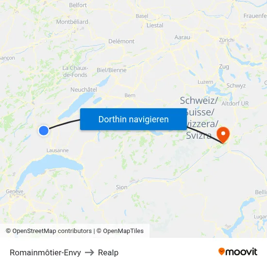 Romainmôtier-Envy to Realp map