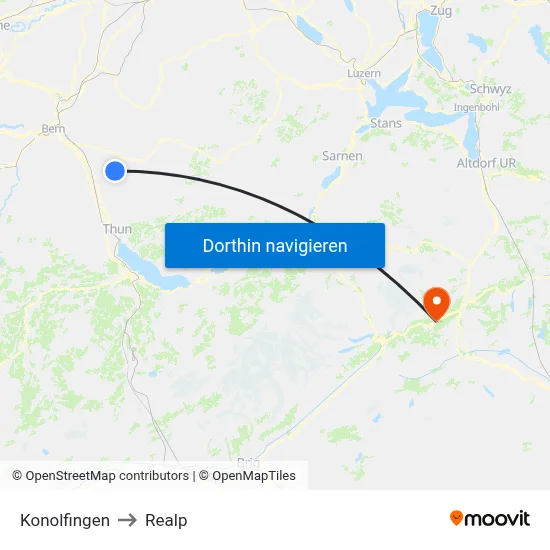 Konolfingen to Realp map