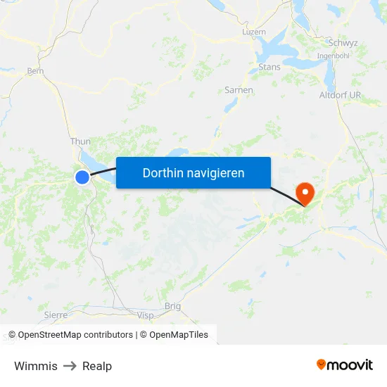 Wimmis to Realp map