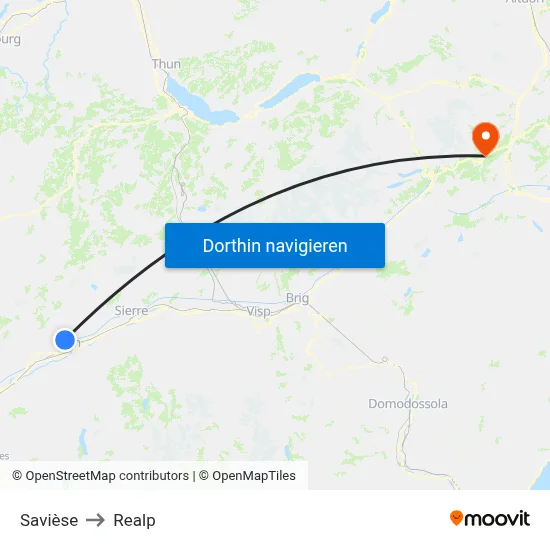 Savièse to Realp map