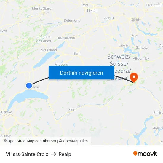 Villars-Sainte-Croix to Realp map