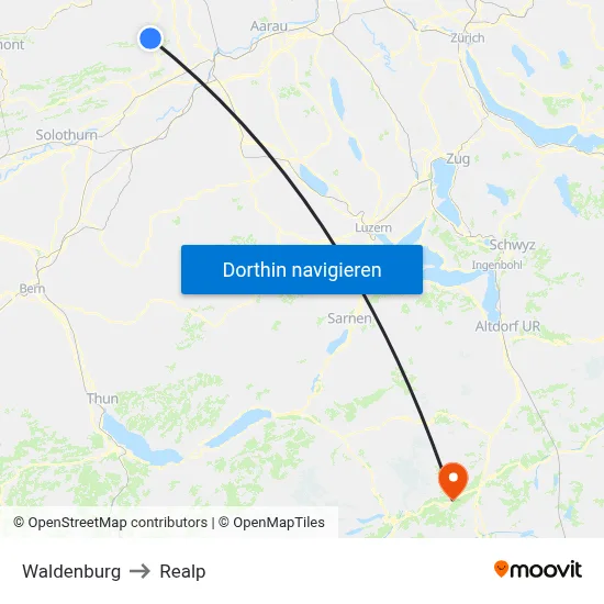 Waldenburg to Realp map