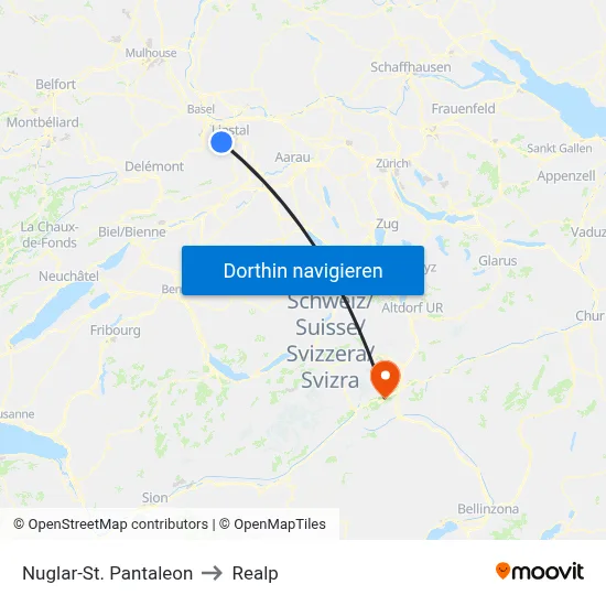 Nuglar-St. Pantaleon to Realp map