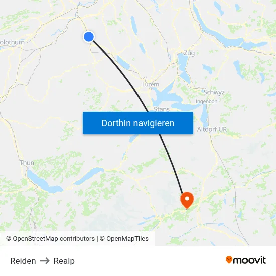 Reiden to Realp map