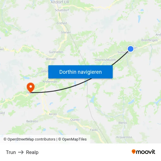 Trun to Realp map