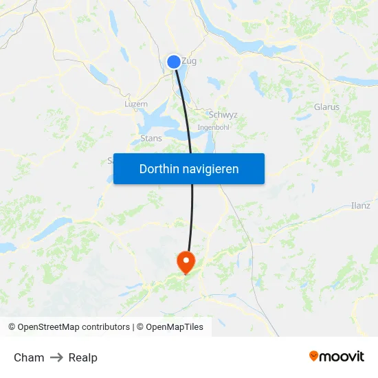 Cham to Realp map