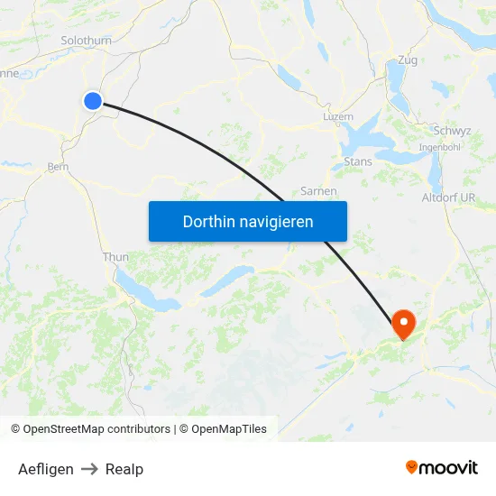 Aefligen to Realp map