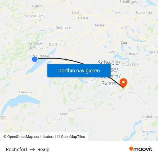 Rochefort to Realp map