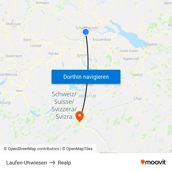 Laufen-Uhwiesen to Realp map