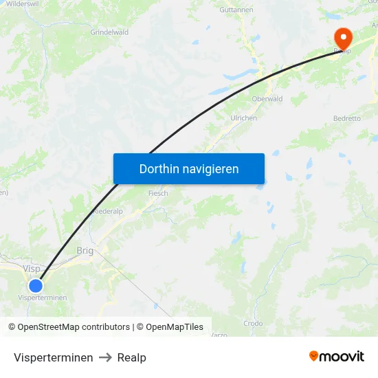 Visperterminen to Realp map
