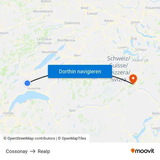 Cossonay to Realp map