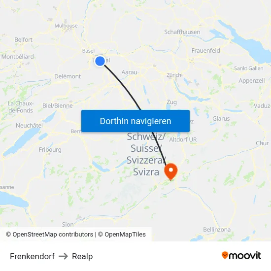 Frenkendorf to Realp map