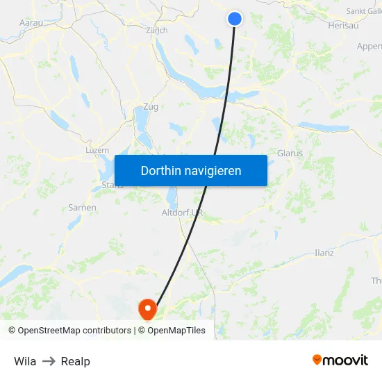 Wila to Realp map