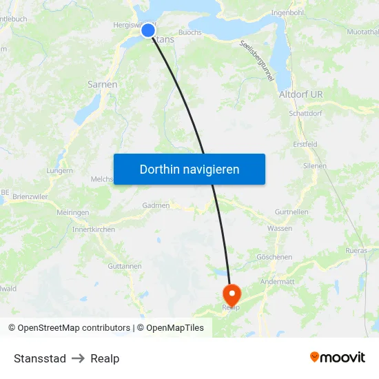 Stansstad to Realp map