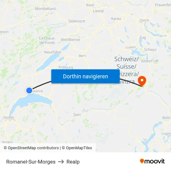 Romanel-Sur-Morges to Realp map