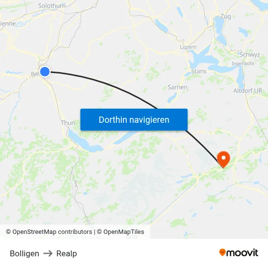 Bolligen to Realp map