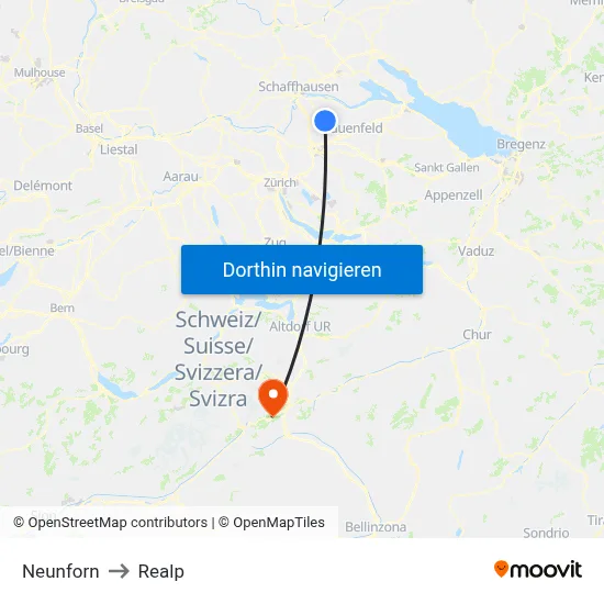 Neunforn to Realp map