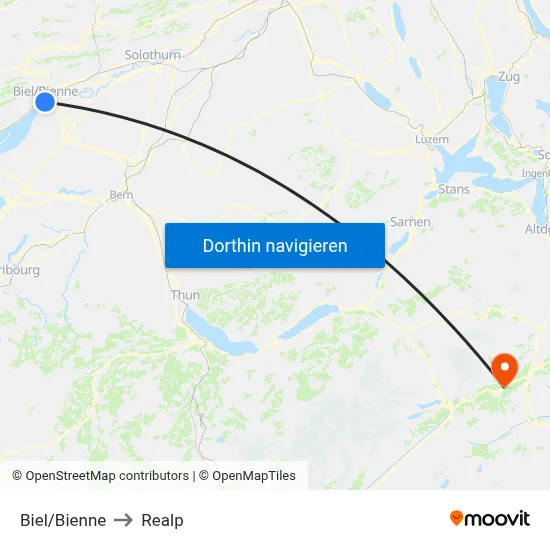 Biel/Bienne to Realp map