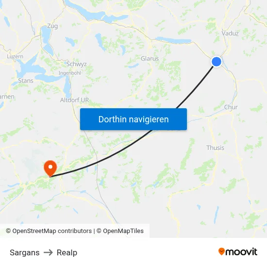 Sargans to Realp map