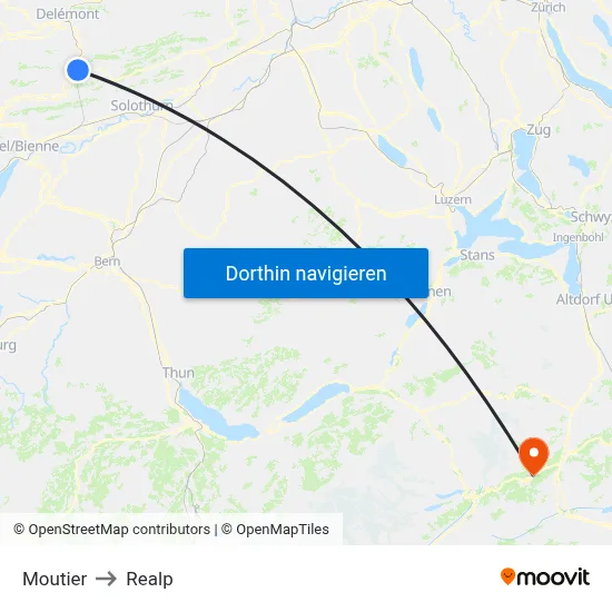 Moutier to Realp map