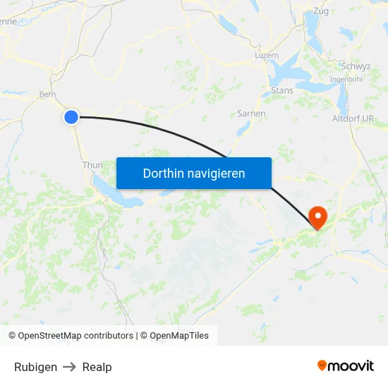 Rubigen to Realp map