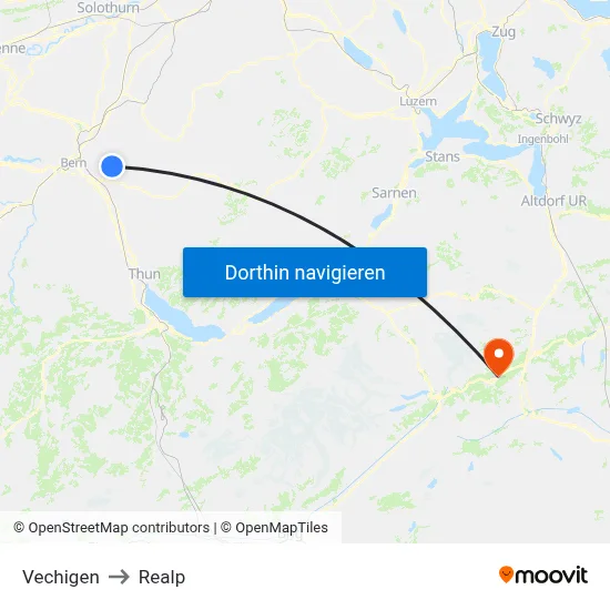 Vechigen to Realp map
