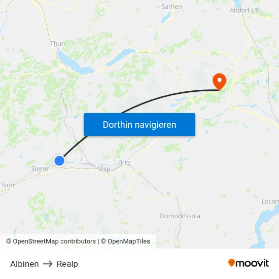 Albinen to Realp map