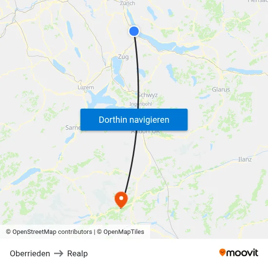 Oberrieden to Realp map