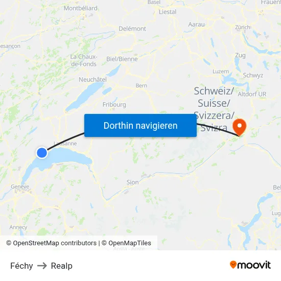Féchy to Realp map