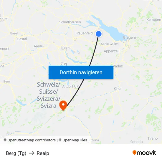 Berg (Tg) to Realp map