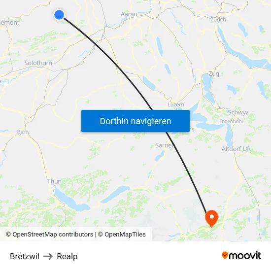 Bretzwil to Realp map