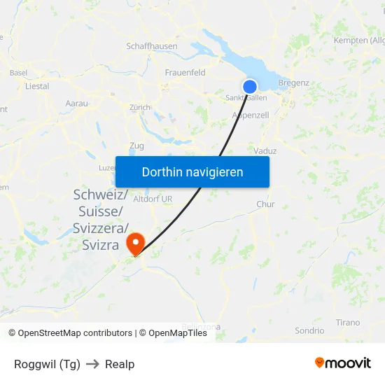 Roggwil (Tg) to Realp map