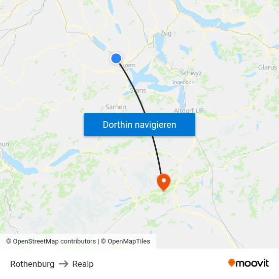 Rothenburg to Realp map