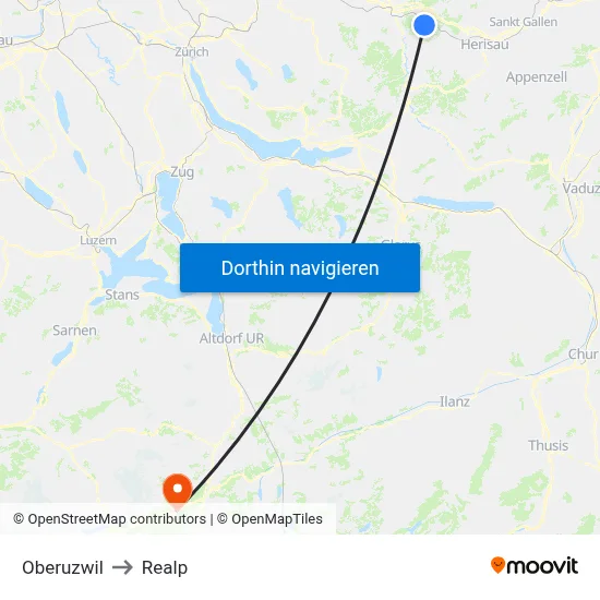 Oberuzwil to Realp map