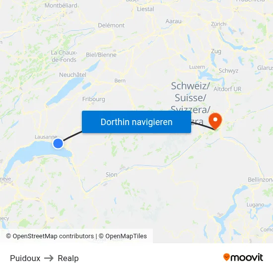 Puidoux to Realp map