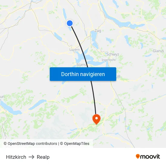 Hitzkirch to Realp map