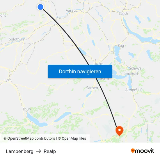 Lampenberg to Realp map