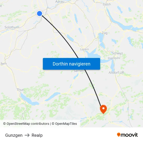 Gunzgen to Realp map