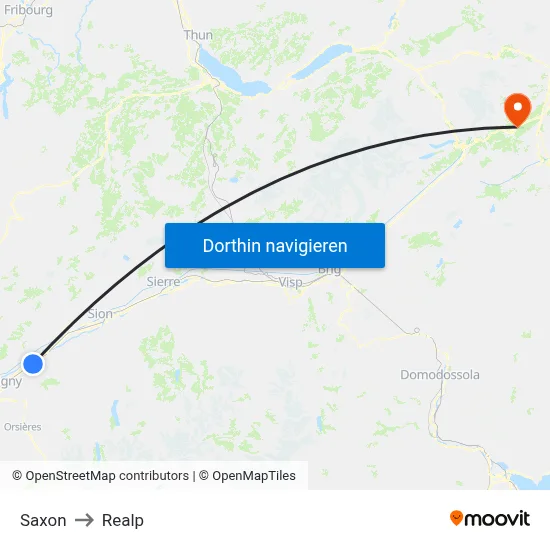Saxon to Realp map