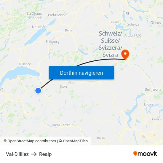 Val-D'Illiez to Realp map