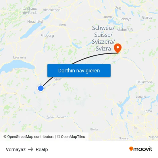 Vernayaz to Realp map
