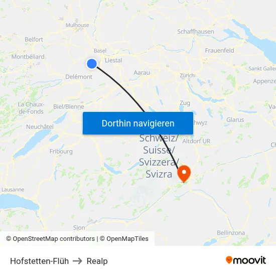 Hofstetten-Flüh to Realp map