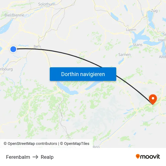 Ferenbalm to Realp map