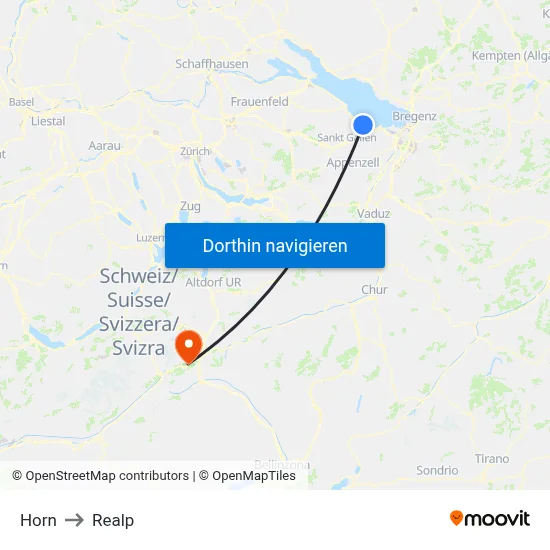 Horn to Realp map