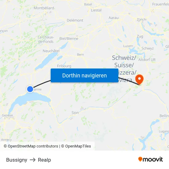 Bussigny to Realp map