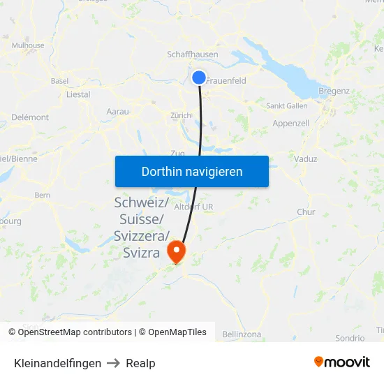 Kleinandelfingen to Realp map