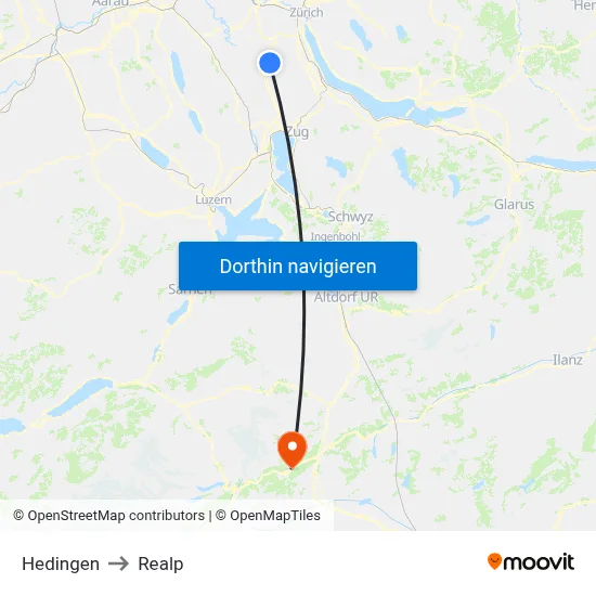 Hedingen to Realp map